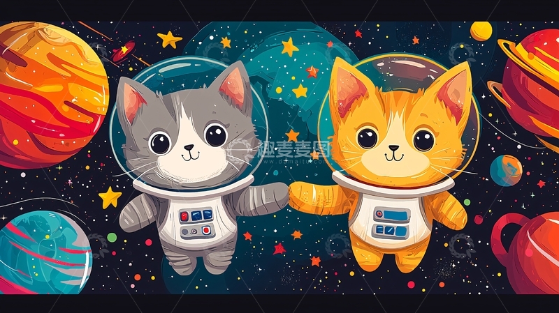 高清大图下载【趣麦麦图】太空猫咪