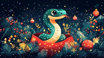 可爱的卡通蛇在装饰背景中