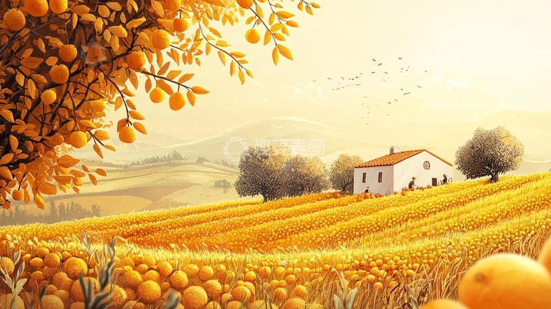 高清大图下载【趣麦麦图】金黄田园风光