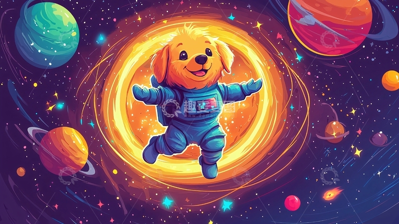 高清大图下载【趣麦麦图】太空狗狗宇航员
