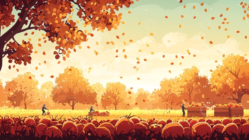 高清大图下载【趣麦麦图】秋日南瓜田园风景图