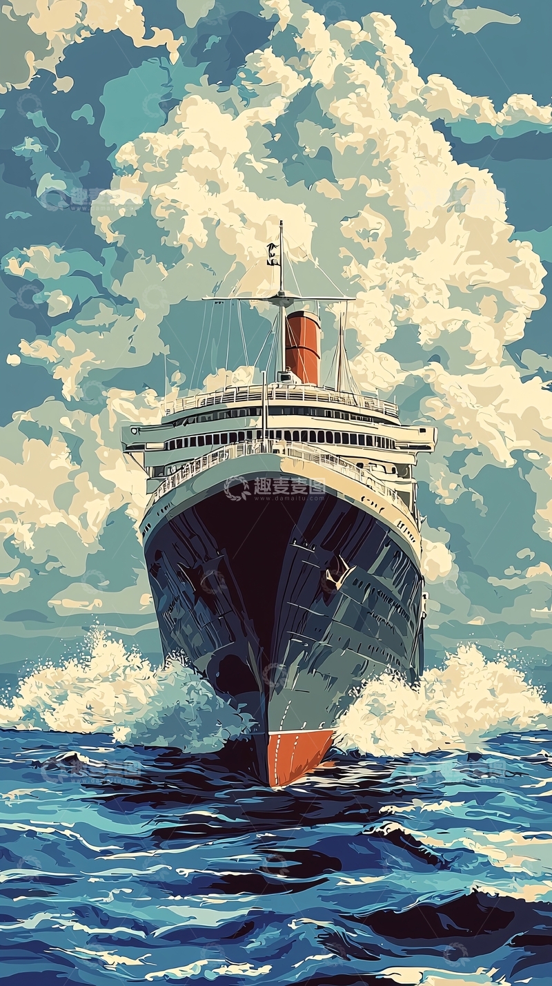 高清大图下载【趣麦麦图】航海邮轮破浪前行