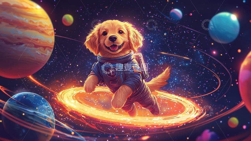 高清大图下载【趣麦麦图】太空金毛