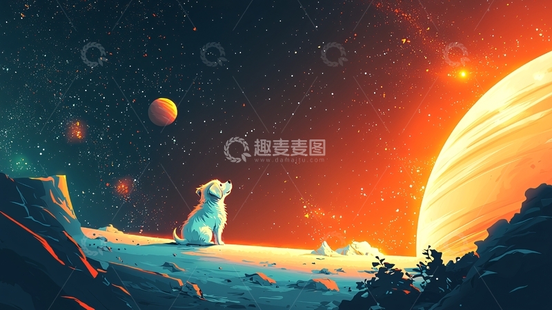高清大图下载【趣麦麦图】太空小狗