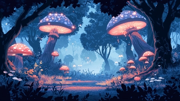 梦幻森林发光蘑菇