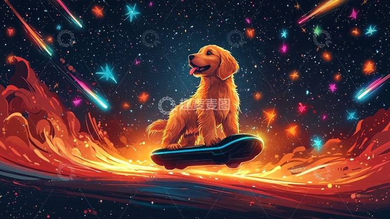 高清大图下载【趣麦麦图】宇宙星空狗狗