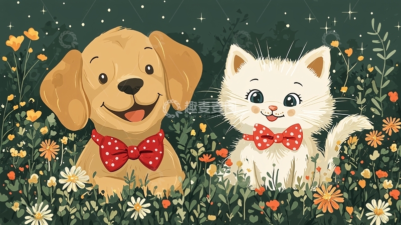 高清大图下载【趣麦麦图】狗狗猫咪戴蝴蝶结