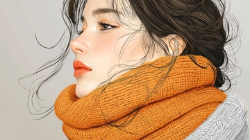 侧脸女生冬季围巾