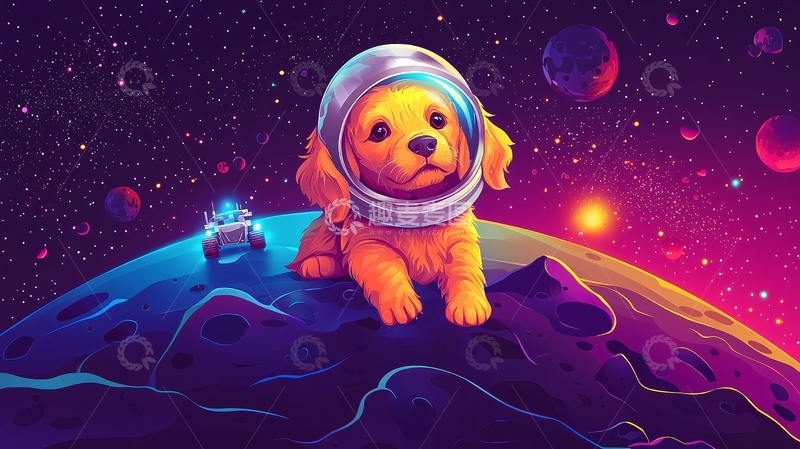高清大图下载【趣麦麦图】太空狗狗