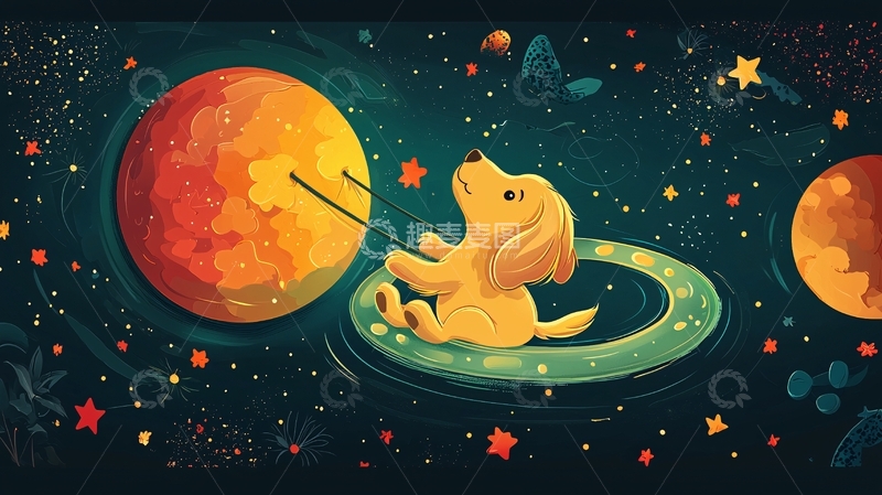 高清大图下载【趣麦麦图】太空小狗