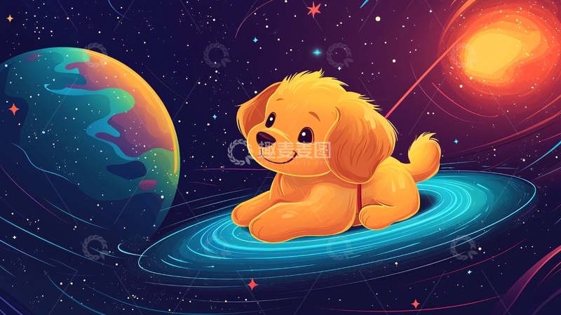 高清大图下载【趣麦麦图】太空小狗