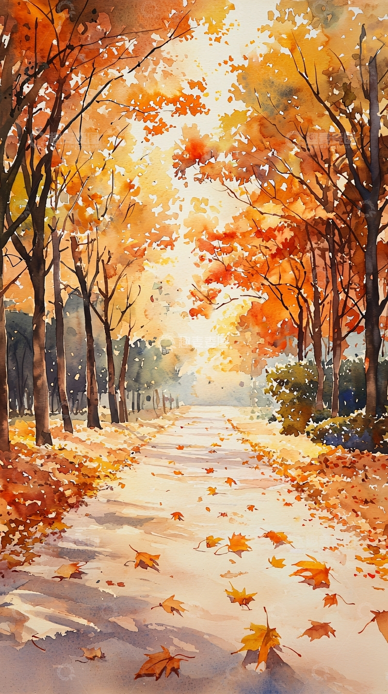 高清大图下载【趣麦麦图】秋日林荫小路