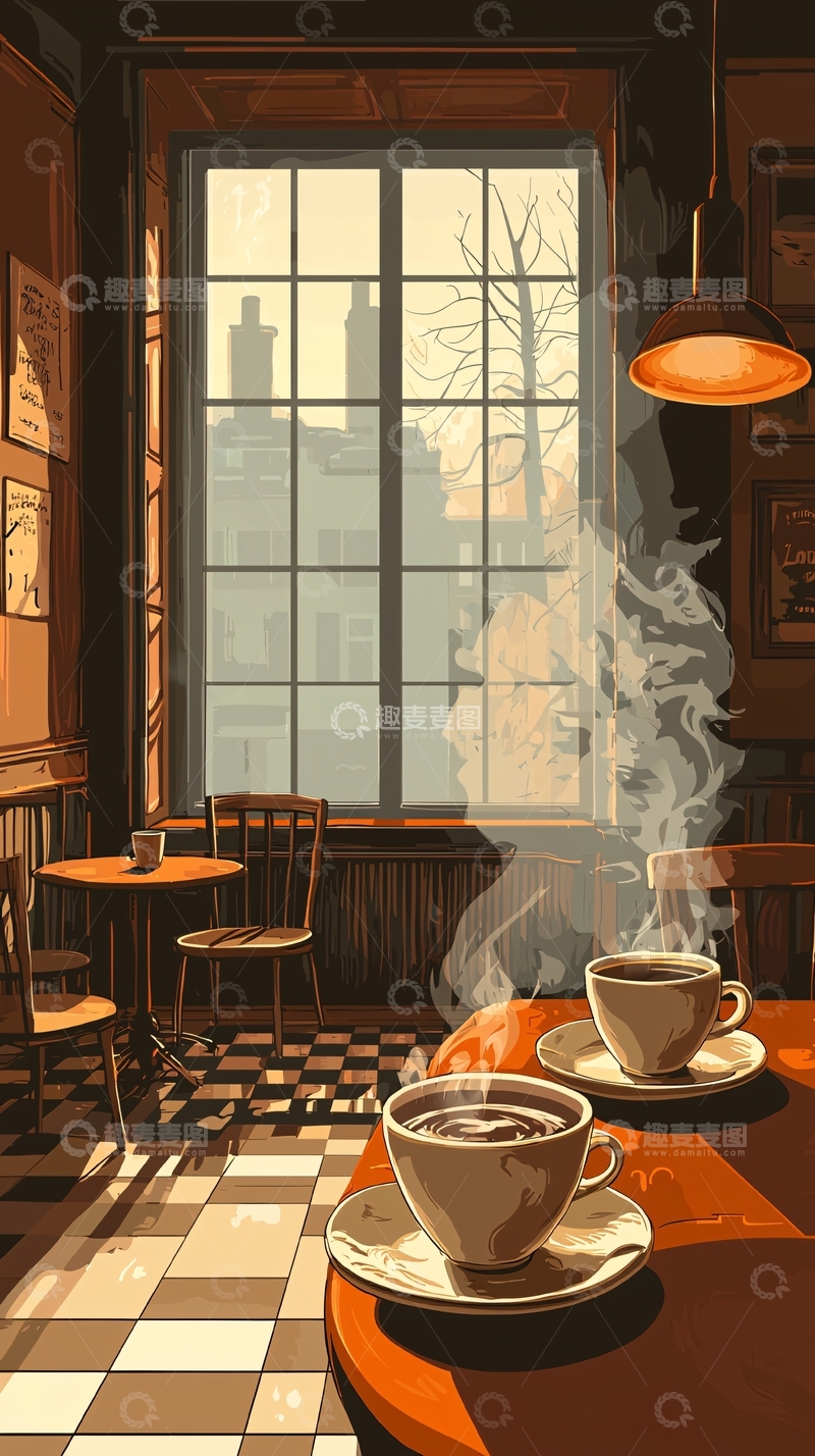 高清大图下载【趣麦麦图】温暖咖啡馆午后阳光