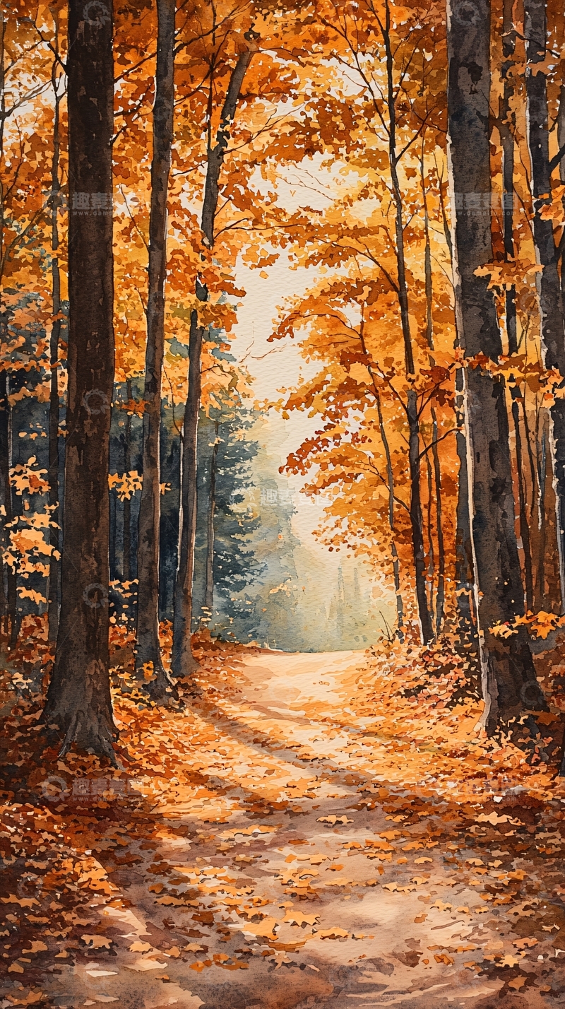 高清大图下载【趣麦麦图】秋日森林小路