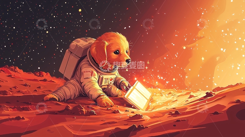 高清大图下载【趣麦麦图】太空狗狗