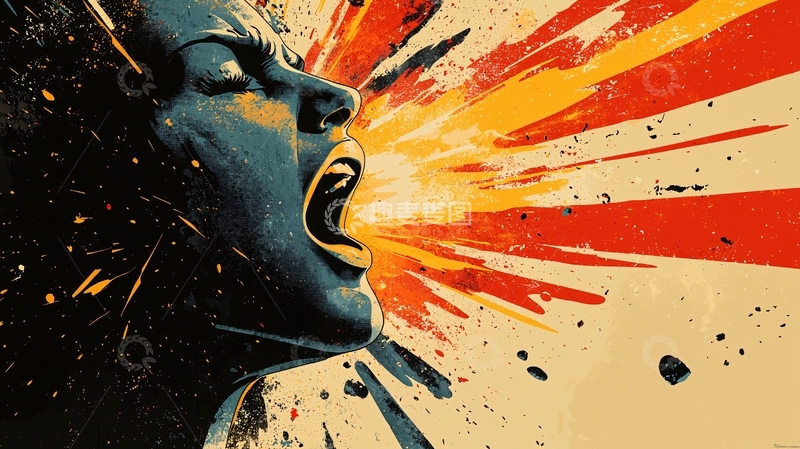 高清大图下载【趣麦麦图】怒吼的女人