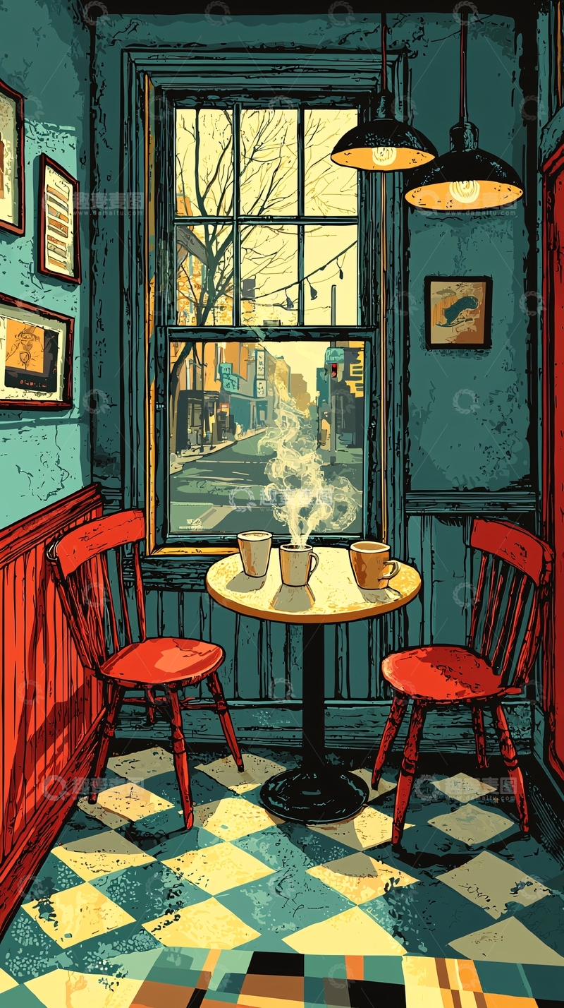 高清大图下载【趣麦麦图】咖啡馆角落
