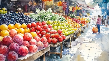 色彩鲜艳的水果市场