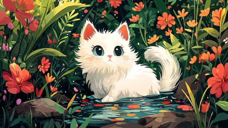 高清大图下载【趣麦麦图】小白猫