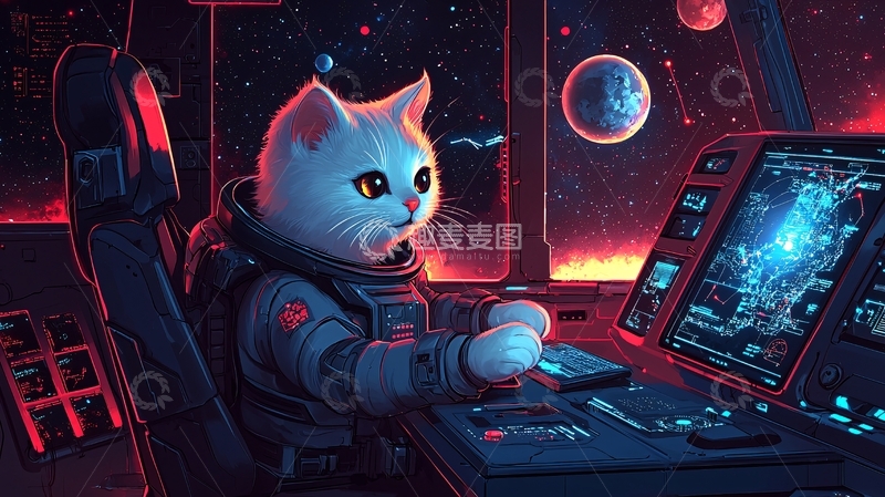 高清大图下载【趣麦麦图】太空猫