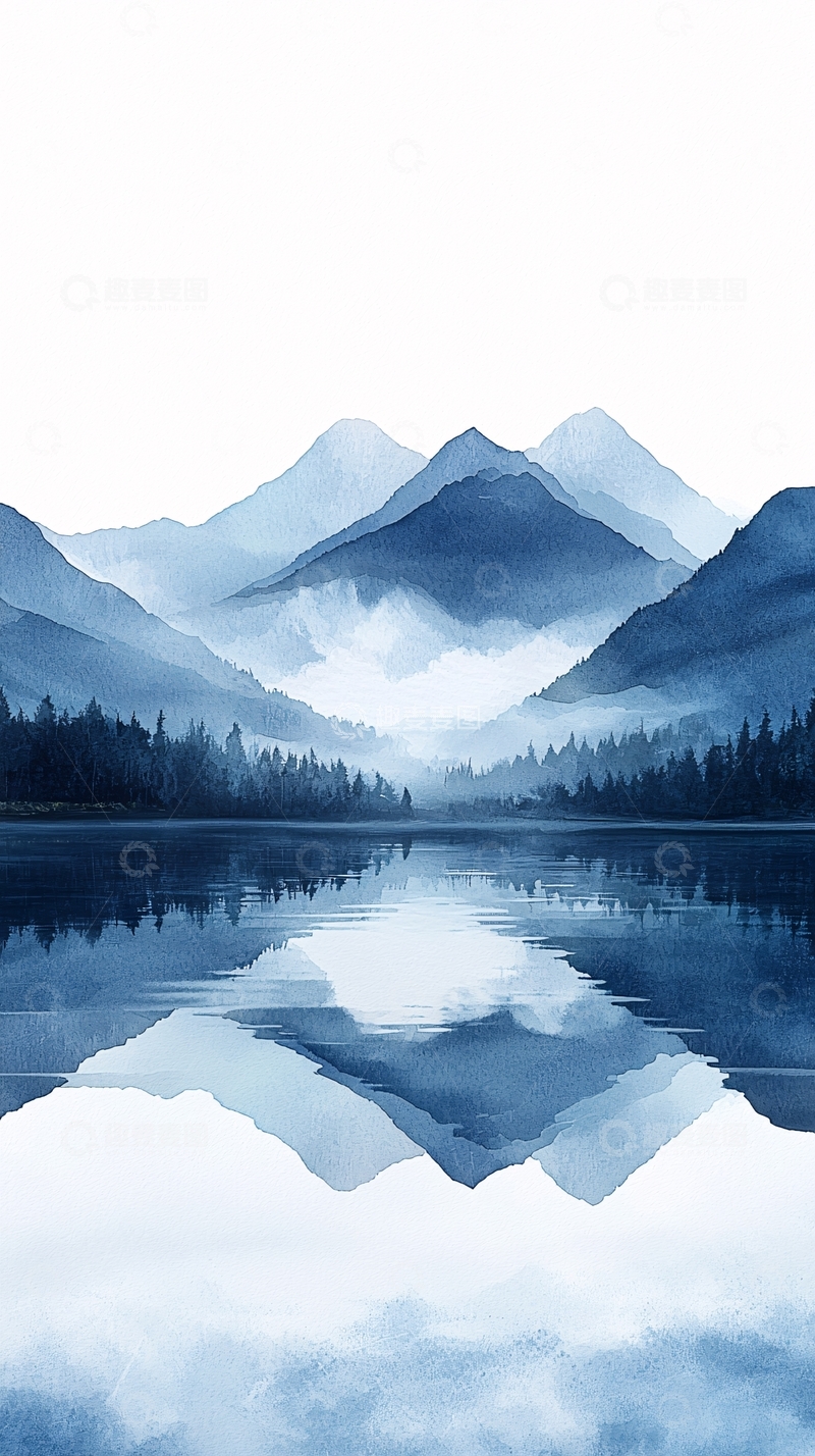 高清大图下载【趣麦麦图】水墨山水画898