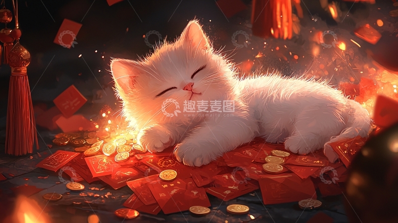 高清大图下载【趣麦麦图】新年猫咪