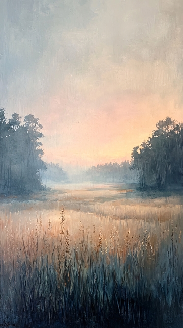 清晨薄雾田野风景