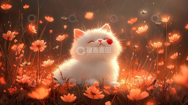 高清大图下载【趣麦麦图】可爱猫咪花田