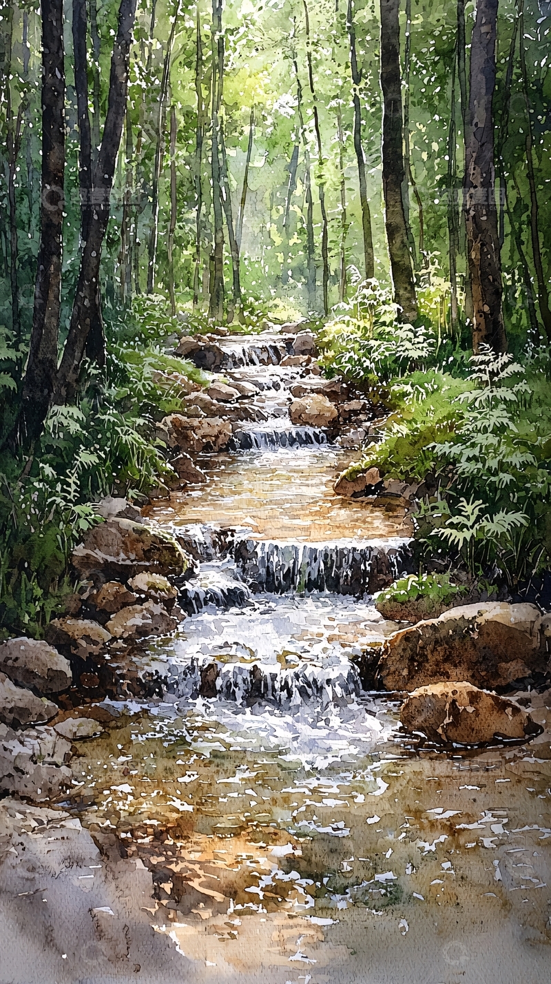 高清大图下载【趣麦麦图】森林小溪流水