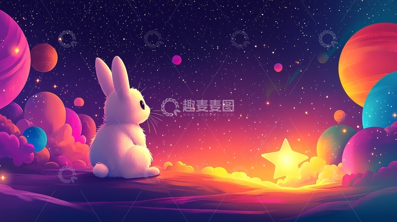 高清大图下载【趣麦麦图】太空兔子