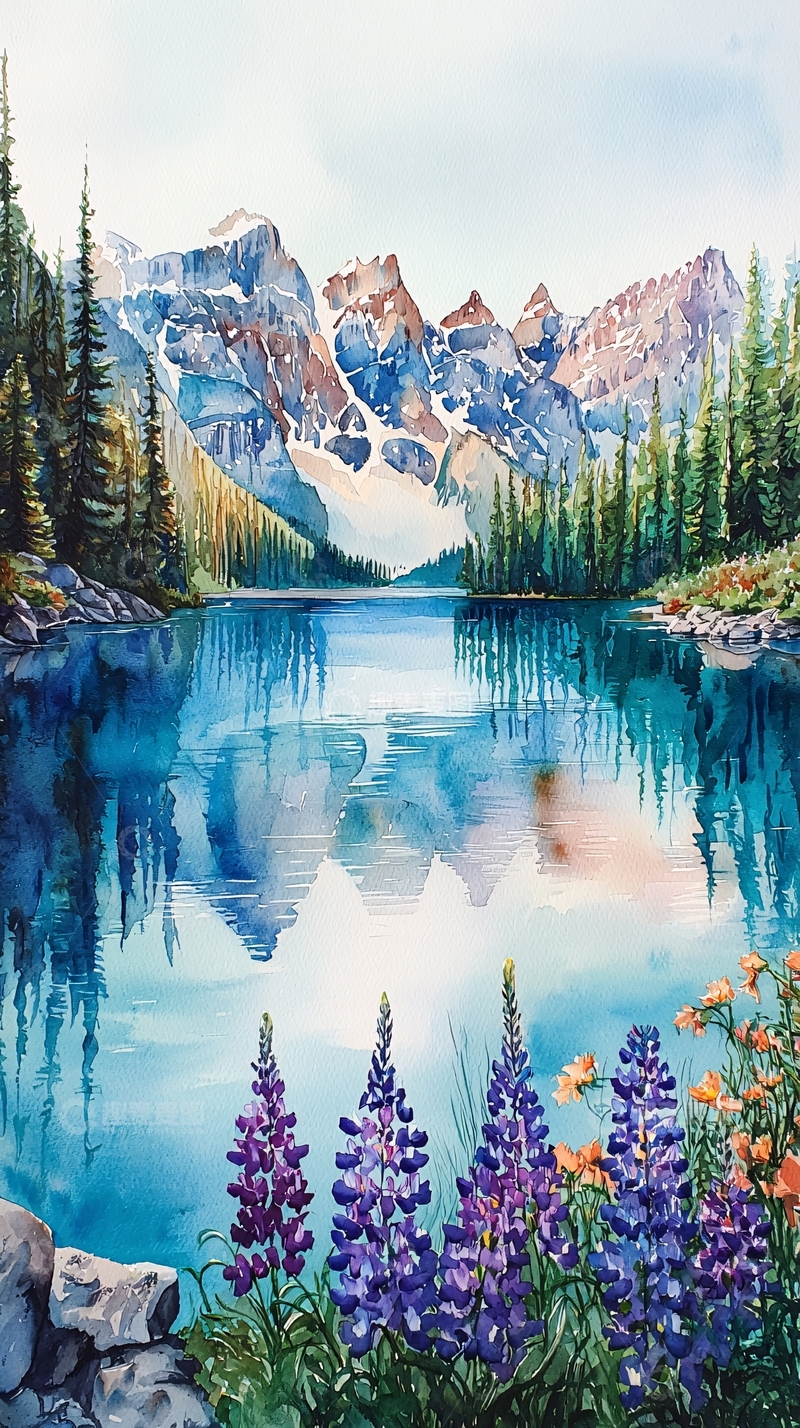 高清大图下载【趣麦麦图】高山湖泊倒影