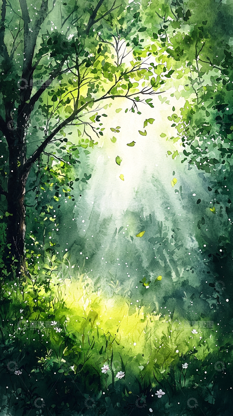 高清大图下载【趣麦麦图】阳光透过树林