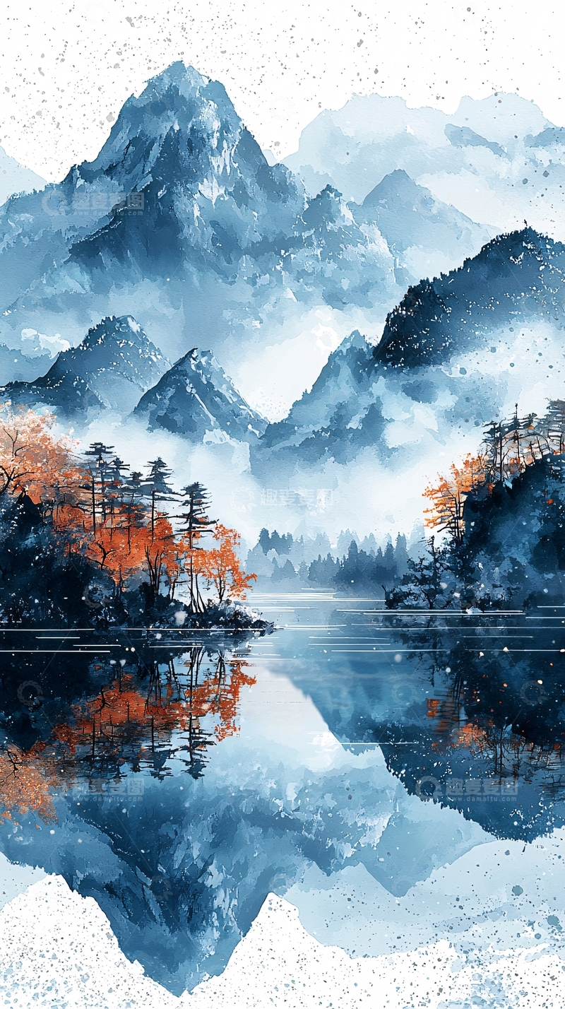 高清大图下载【趣麦麦图】水墨山水画902