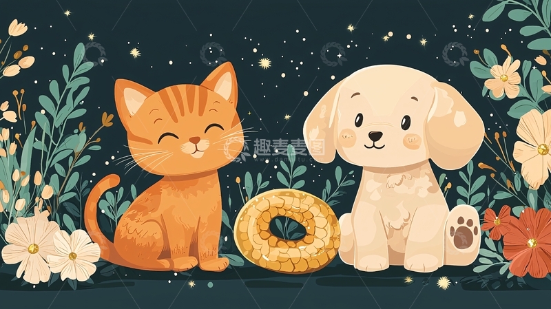 高清大图下载【趣麦麦图】可爱猫咪狗狗花朵