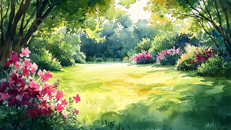 高清大图下载【趣麦麦图】阳光森林绿地花丛