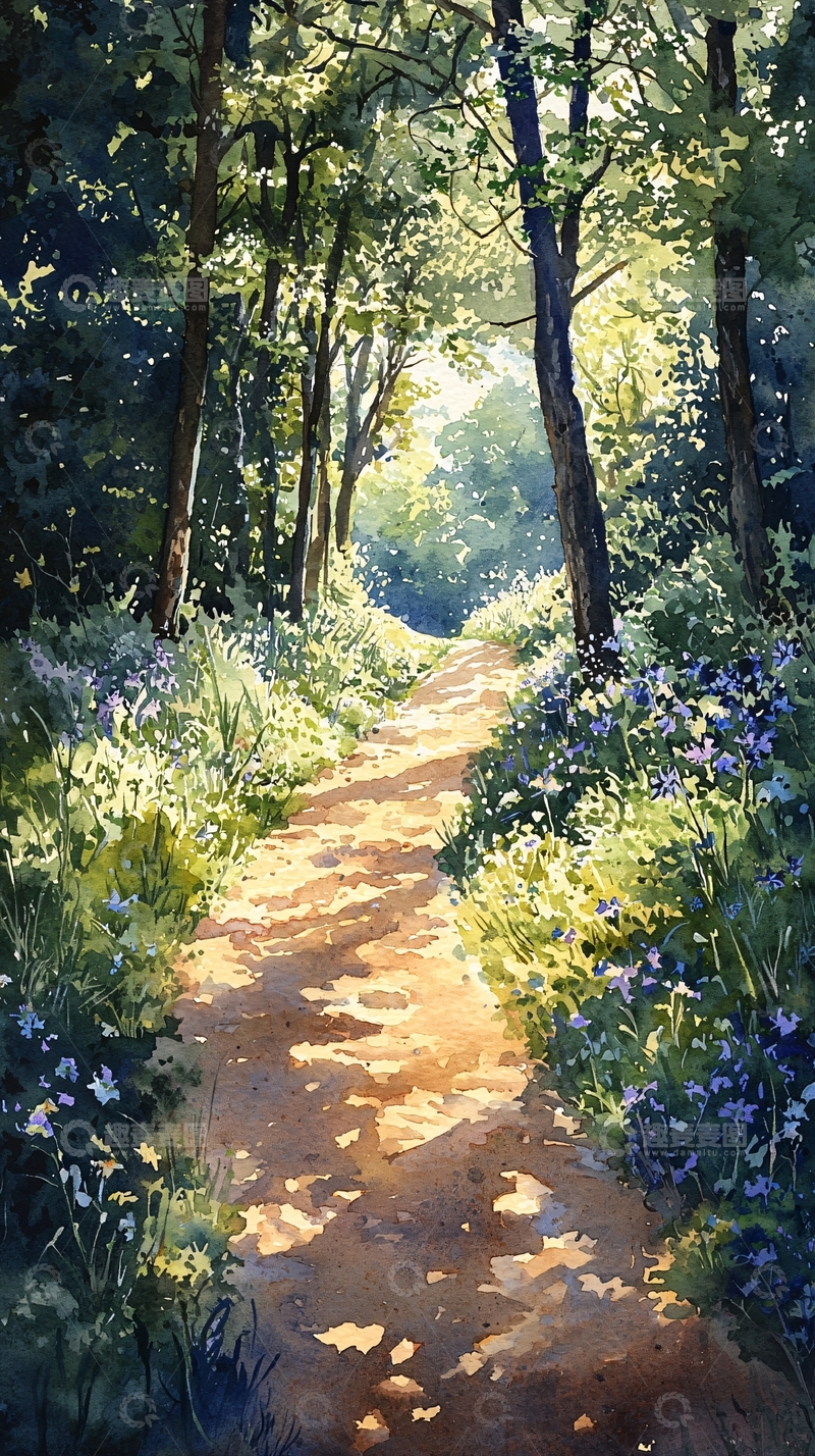 高清大图下载【趣麦麦图】阳光森林小路