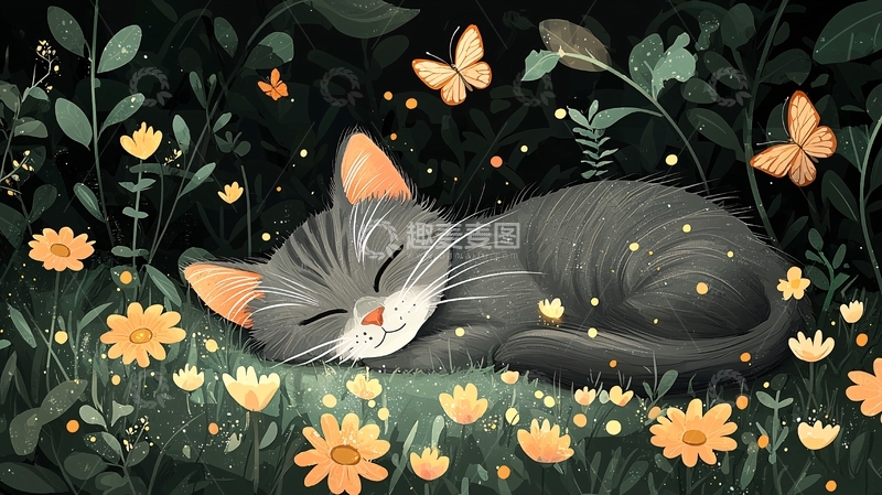 高清大图下载【趣麦麦图】猫咪睡梦