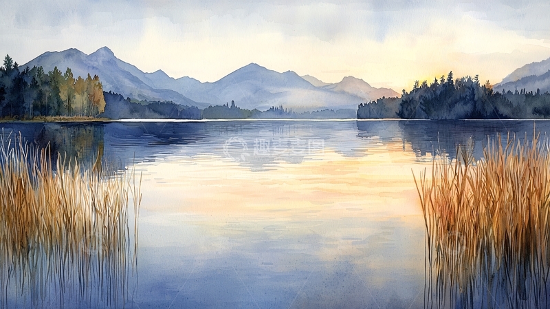 高清大图下载【趣麦麦图】宁静祥和的湖光山色