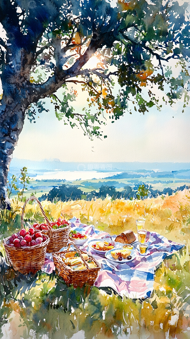 高清大图下载【趣麦麦图】田园风光野餐图