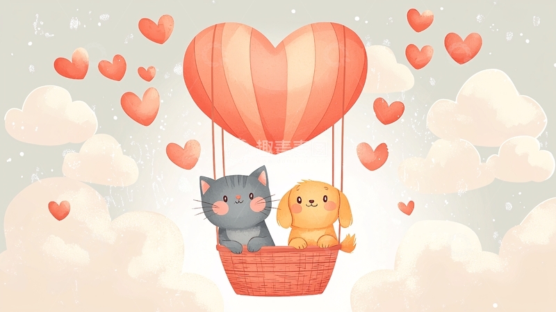 高清大图下载【趣麦麦图】爱心热气球
