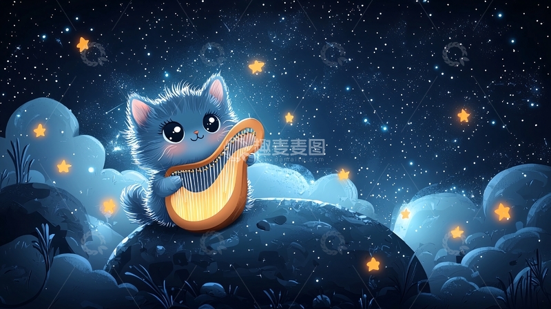 高清大图下载【趣麦麦图】星空猫咪