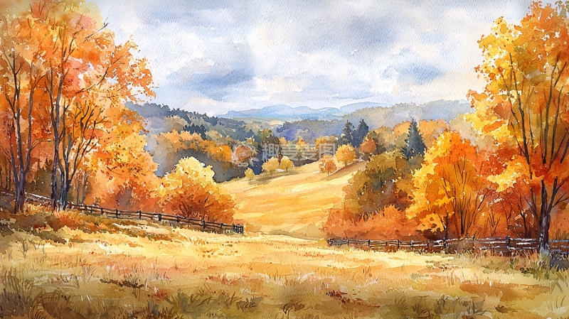 高清大图下载【趣麦麦图】秋日田园风景画