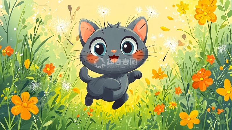 高清大图下载【趣麦麦图】小猫在花丛中玩耍