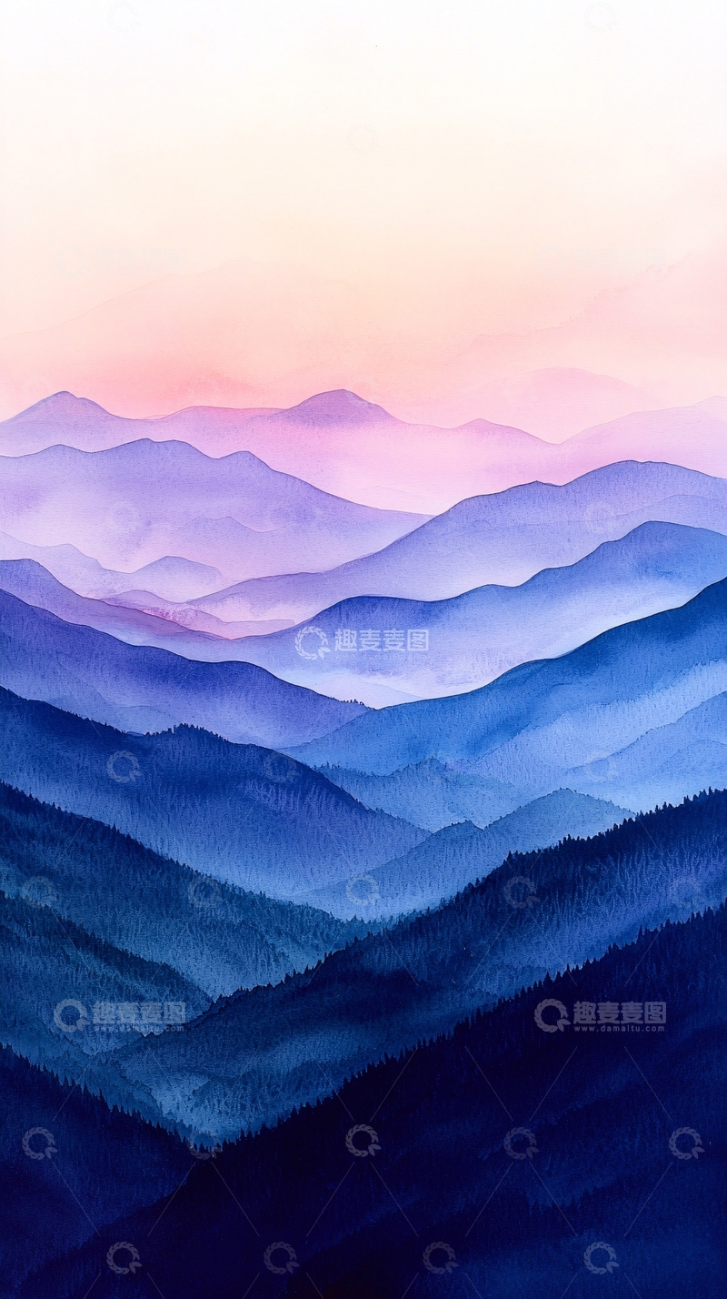 高清大图下载【趣麦麦图】梦幻紫色山峦