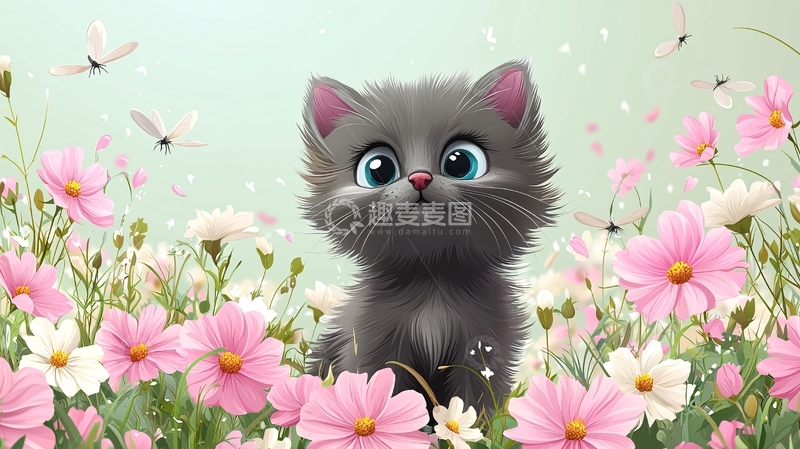 高清大图下载【趣麦麦图】萌宠小灰猫