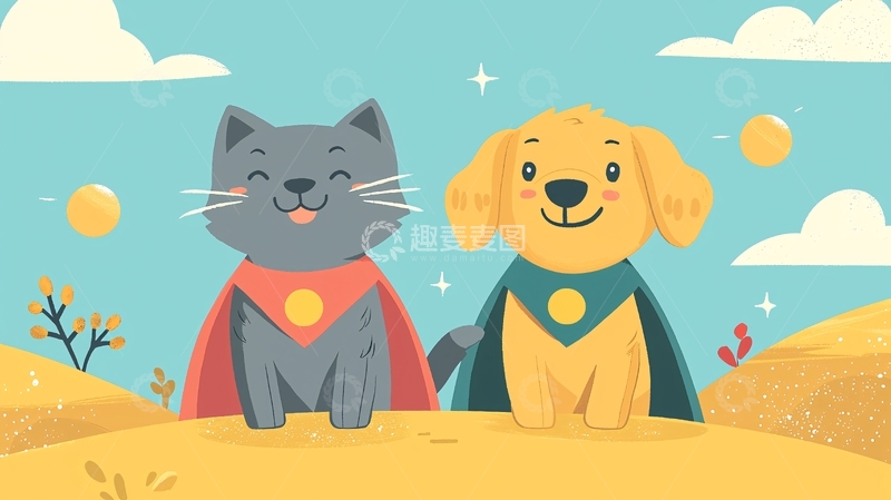 高清大图下载【趣麦麦图】卡通猫狗