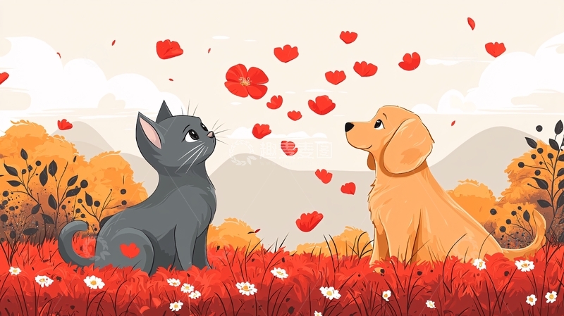 高清大图下载【趣麦麦图】猫咪狗狗花朵