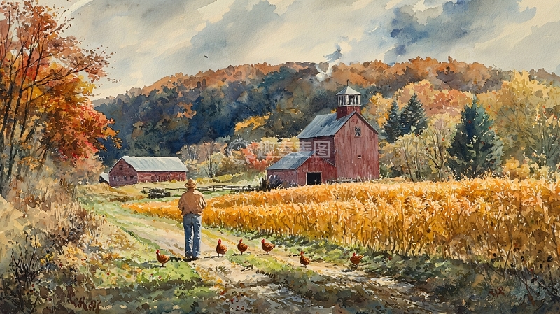 高清大图下载【趣麦麦图】-秋日乡间田园景色
