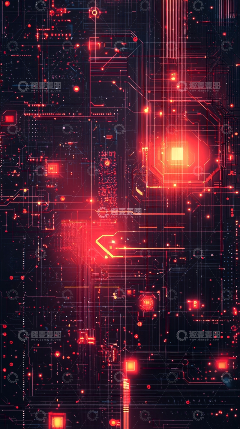 高清大图下载【趣麦麦图】红色电路板