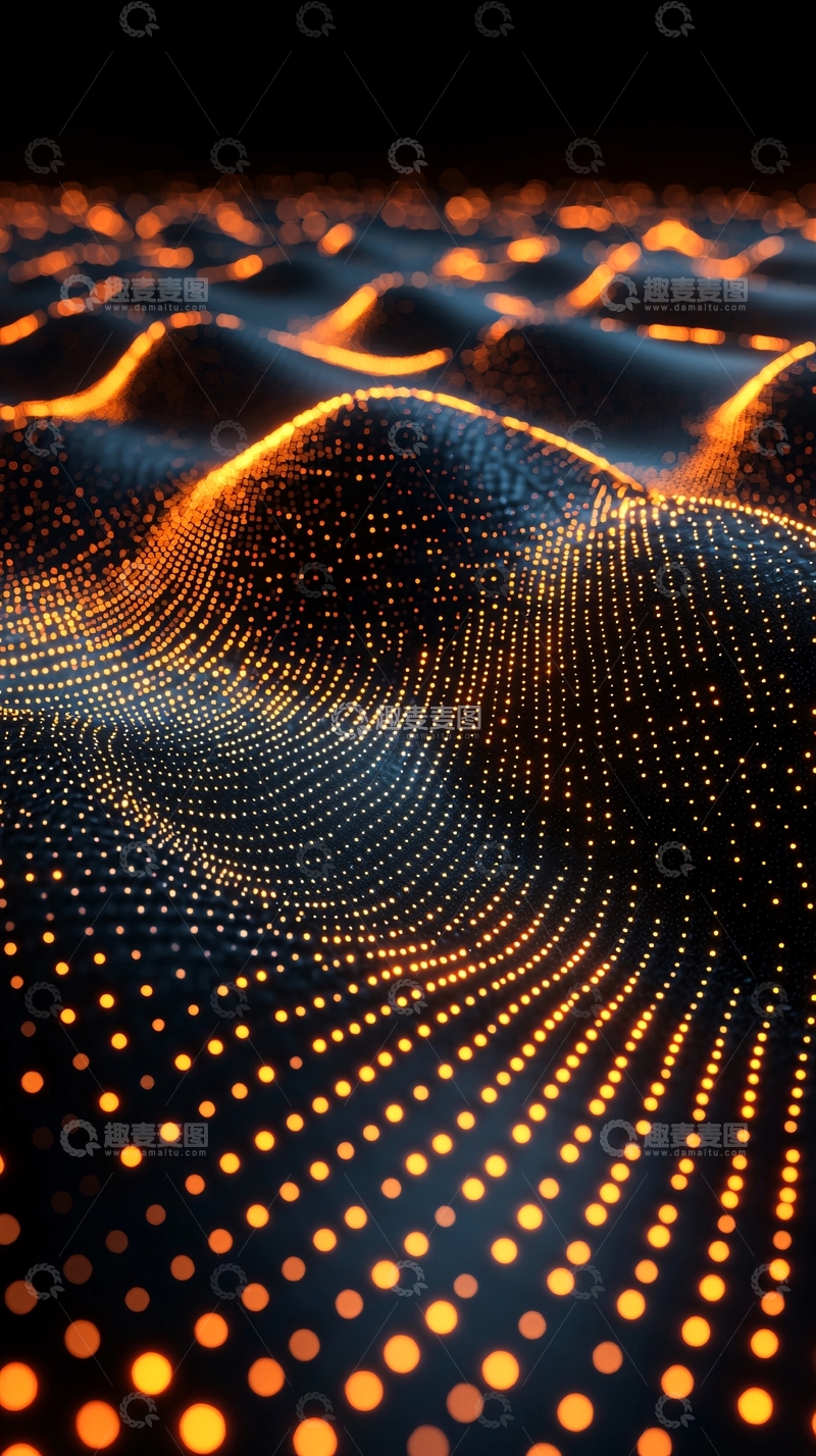 高清大图下载【趣麦麦图】暗金色粒子波浪